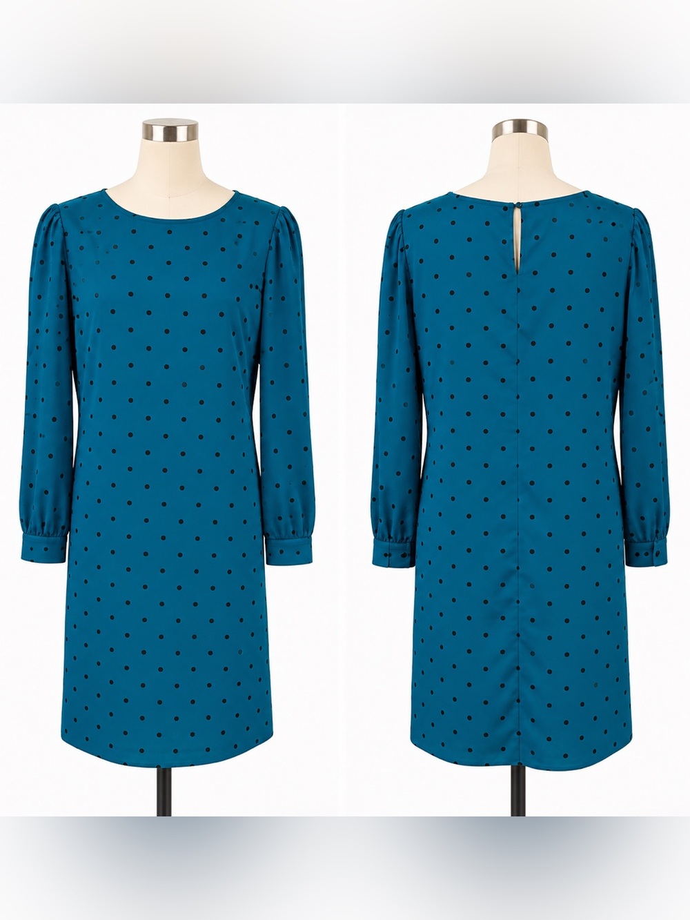 Old Navy crepe shift teal polka dot dress L